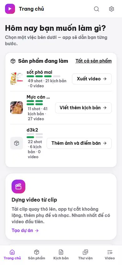 Trang chủ trên điện thoại