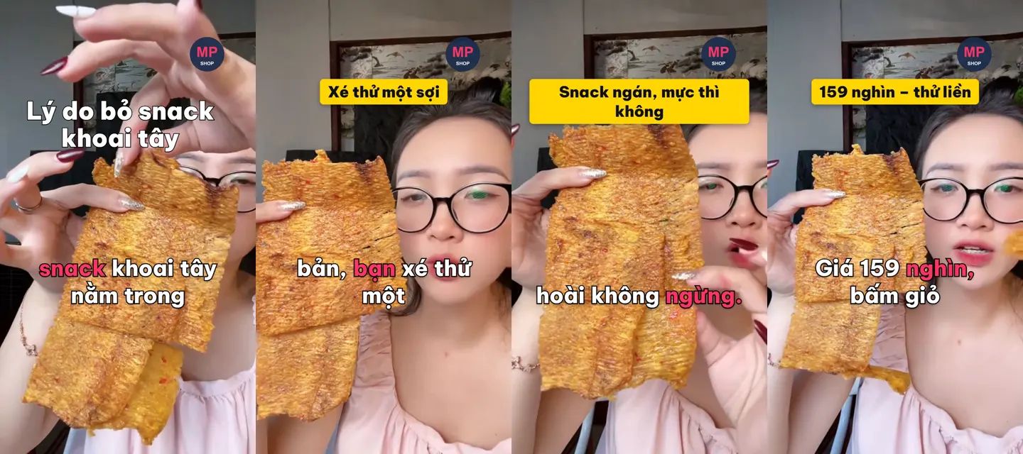 4 khung hình video xuất bằng Remotion: hook title, logo, chữ trên hình, phụ đề